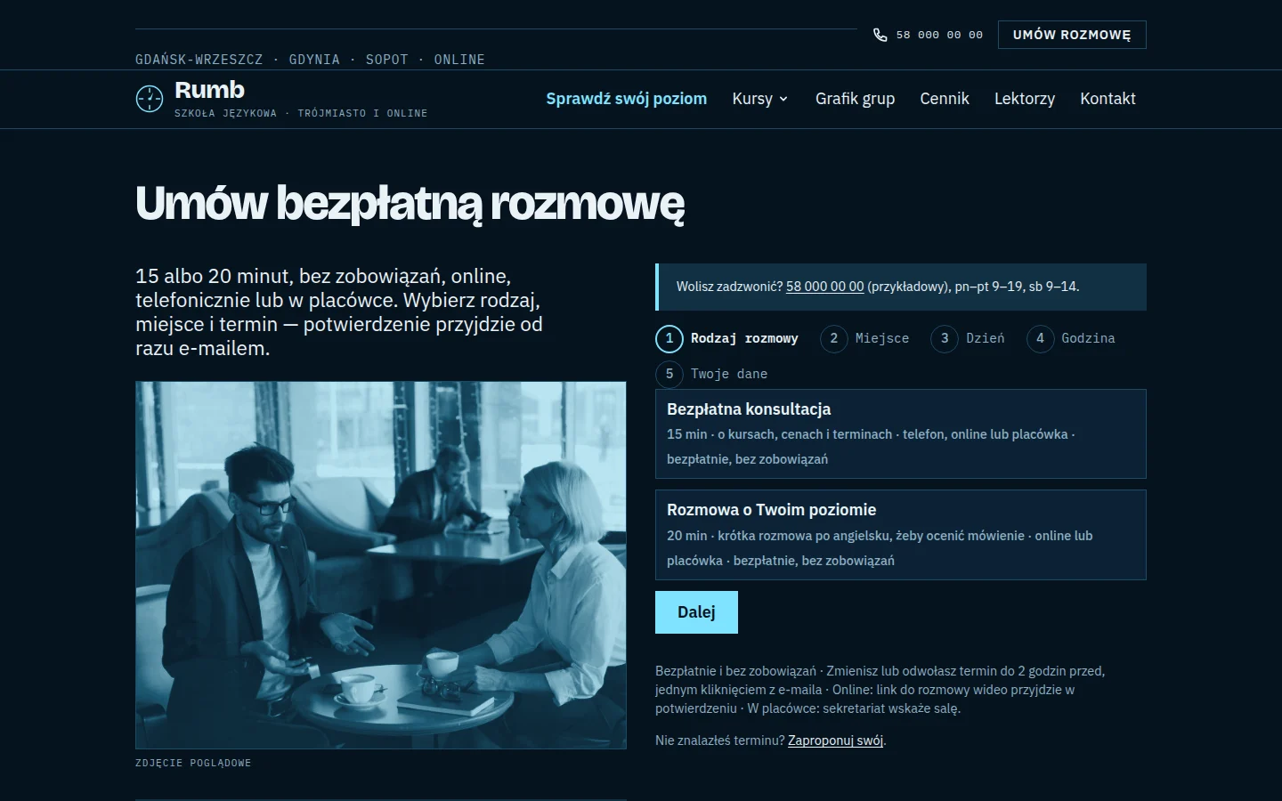 Kalendarz rezerwacji rozmów i wizyt