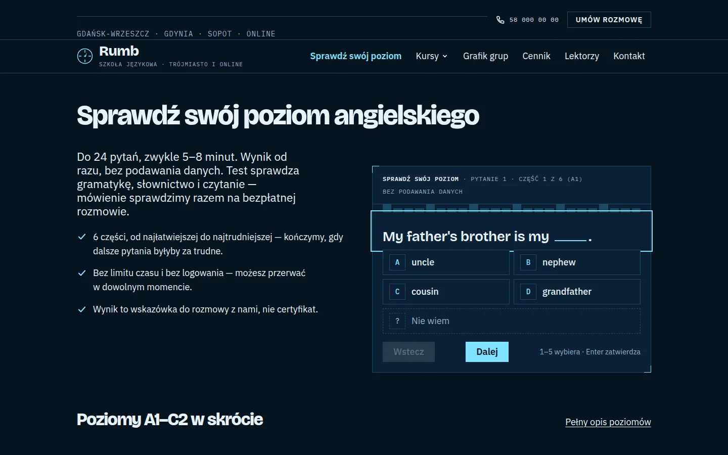 Test poziomu online