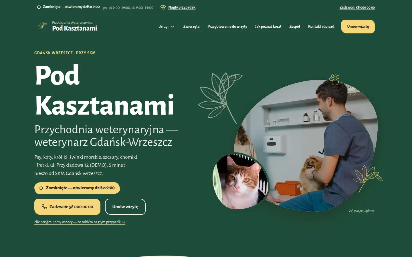 Status „teraz otwarte” i ścieżka nagłego przypadku